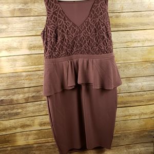 Mauve Purple Peplum Midi Dresss